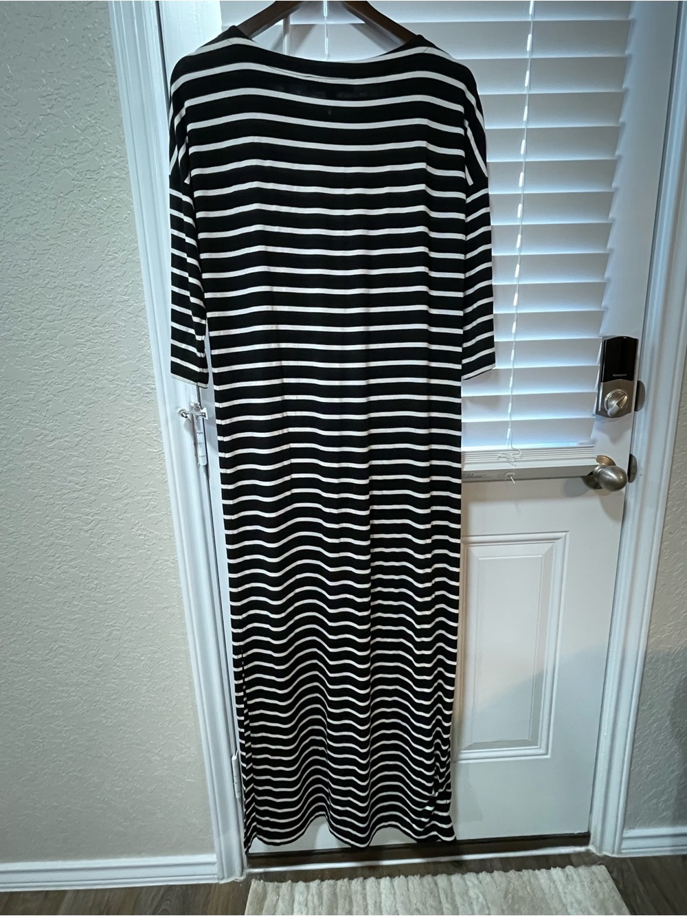 LOFT Black and White Striped Maxi Dress